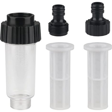 Filtre à eau Filtre pour Nettoyeur Pompe de Jardin Filtre Tuyau Arrosage avec Raccord d'eau 3/4",1 connecteurs,2 filet de filtre pour Nettoyeur Haute Pression Pompe de Jardin