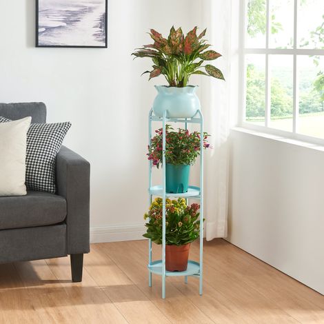 Blumenständer Altena 94,5x27x27 cm Hellblau [en.casa]