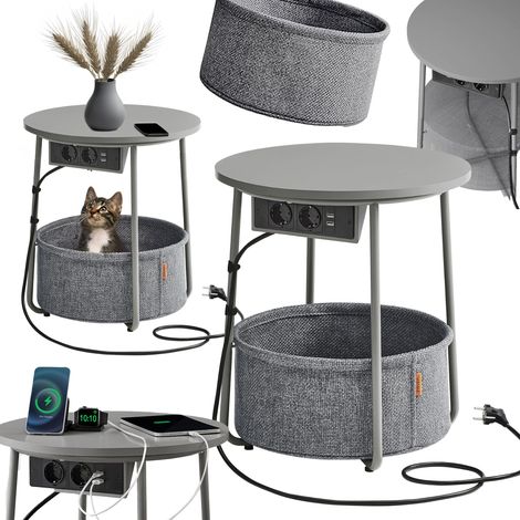 Mesita de noche Nakaslik para el dormitorio con enchufe y cargador USB. Mesa pequeña. (1/5)
