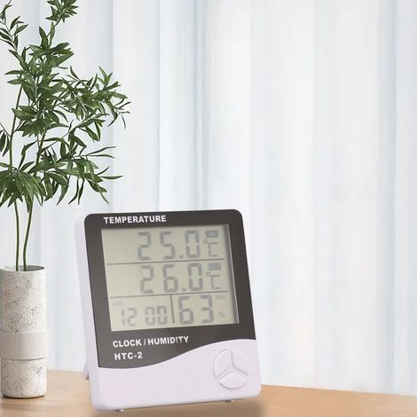 Thermomètre Hygromètre Digital Precision Écran Grand Clair ABS Thermistor Intérieur Extérieur Alarm Clock AAA Included (1/5)