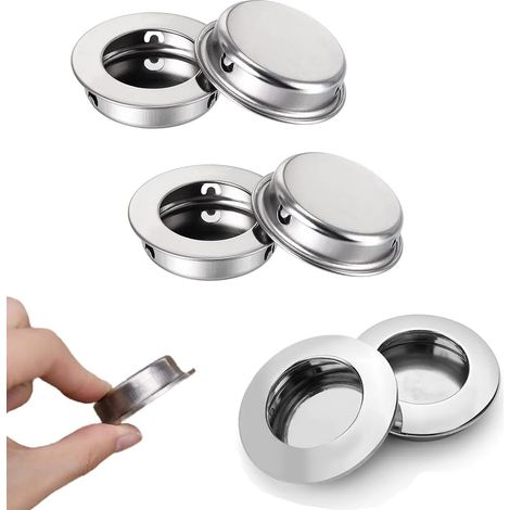 CSPARKV 6 piezas Tiradores empotrados redondos Tiradores ocultos para puertas corredizas Tiradores empotrados para cajones Gabinetes Muebles personalizados (color plateado)
