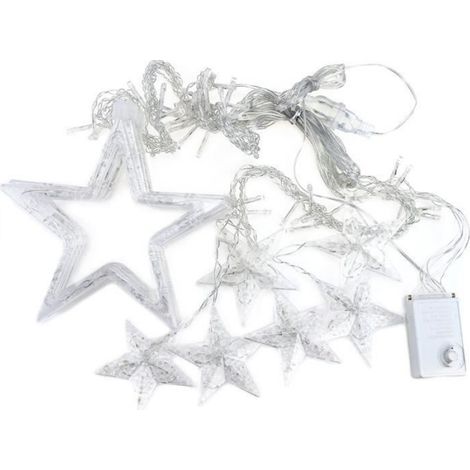 12 Leds Étoiles Lumières de Rideaux Guirlande lumineuse Décoration pour Noël Fête Vacances Mariage Fenêtre Blanc (1/3)