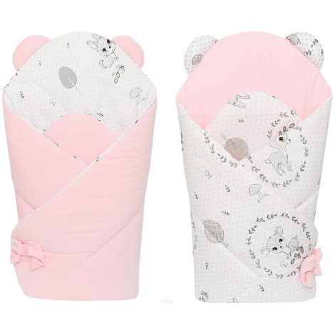 Manta de terciopelo para bebé, rosa, con adornos de color gris ceniza. (1/3)