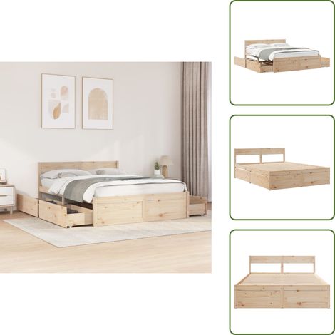 Massivholzbett ohne Matratze 160x200 cm Kiefernholz - Massivholzbette - Kiefernholzbette - Doppelbett - Boxspringbetten - Bettgestell