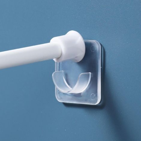 Support Pour Barre De Douche - Adhésif Sans Perçage - Compatible Diamètre 1,5 À 2,2 Cm - Pour Carrelage Lisse Verre Bois Laqué Acier - 2 Pièces (1/5)