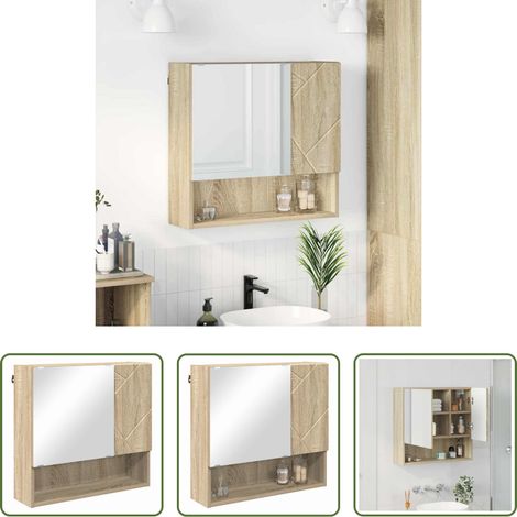 vidaXL Holzwerkstoff - Spiegelschrank Sonoma-Eiche 59 x 17 x 55 cm Holzwerkstoff (1/5)