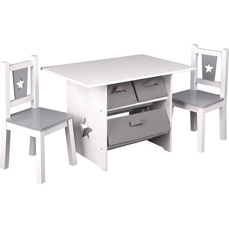 Set di sedute per bambini con 3 cestini portaoggetti in legno 190000178