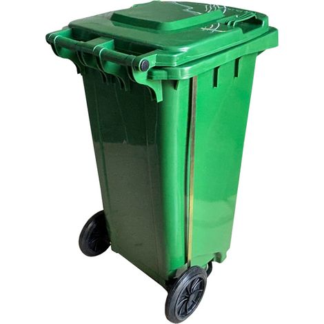 Contenedor de Basura 120 Litros Verde con Pedal Metálico y Ruedas. Alta Resistencia 48 kg