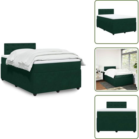 Sommier à lattes de lit avec matelas vert foncé 120x190 cm - Sommier À Lattes De Lit - Sommiers À Lattes De Lit - Lit - Meuble De Chambre À Coucher (1/5)