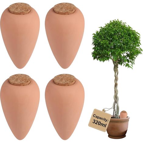 annaffiatoi Oyas da 320 ml con tappo in sughero, annaffiatoio per piante da interno, vaso a forma di cono di ravanello per irrigazione automatica di fiori, dispenser d'acqua per piante, per giardino,