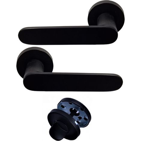 Coppia di maniglie "JOE" KLOSE su rose rotonde ALLUMINIO Nero  Condamnation sans voyant