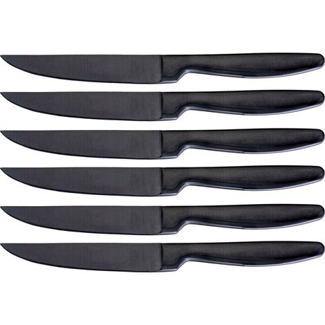 Set 6 Coltelli da Tavola Lama Liscia in Acciaio Inox Jacob Nero (1/2)