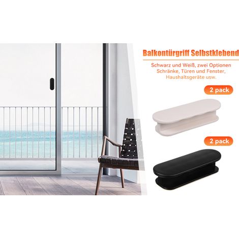 Lot de 2 poignées de porte de balcon adhésives poignées de porte de terrasse extérieure poignées de tiroir pour poignée de meuble, porte en verre, poignée de fenêtre-blanc (1/4)