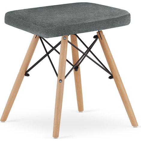 Taburete Valora PEKO tela gris patas de haya x1 diseño cómodo (1/5)