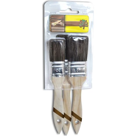 Nespoli Kit Pennelli Piatto - Set di 3 Pennelli Verniciatura Legno - Manico Plastificato Beige - Misura 14 x 28 x 2 cm (1/2)