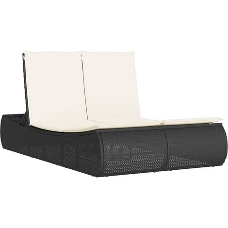 Maison Exclusive - Lettino Prendisole Doppio con Cuscini Nero in Polyrattan