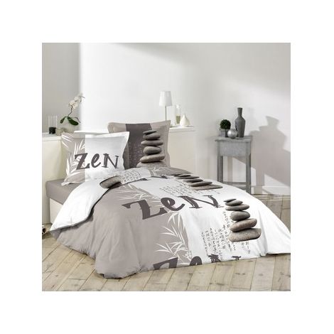 Parure de Lit 100% Coton – GALETS ZEN – Certifiée Oeko-TEX (1/3)
