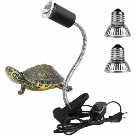 2 lampadine UVA UVB da 25W e 50W, lampada riscaldante per tartarughe con base lunga, rotazione a 360° per tartarughe e anfibi [Classe energetica A+] (1/5)
