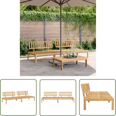 The Living Store Garten-Mittelsofas aus Paletten 2 Stk. Massivholz Akazie - Gartensofa - Holzsessel - Gartenmöbeln - Akazienholzmöbel - Lounge Möbel (1/5)