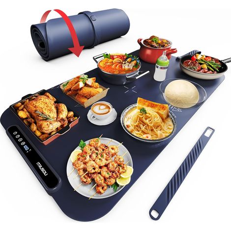 Plaque chauffante pour Aliments, Réchauffeur d'aliments Chauffage sur Toute la Surface, contrôle de la température réglable, Plaque chauffante Portable et Pliable avec matériau Nano Silicone (1/5)