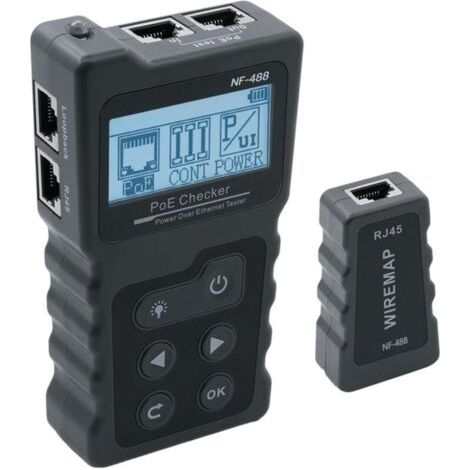 Testeur de Réseau RJ45 avec Testeur de Câble LCD, Testeur de tension Testeur pour test POE, Instrument de Mesure de Réseau Testeur de Puissance de Ligne (1/5)