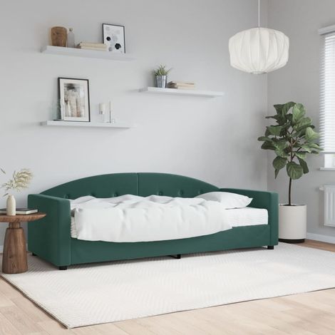 Lit Adulte,Lit simple,Lit de jour avec matelas vert foncé 80x200 cm velours CIV824147 (1/5)