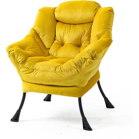 Relaxsessel mit Metallgestell und Seitentasche, Gelb (1/3)