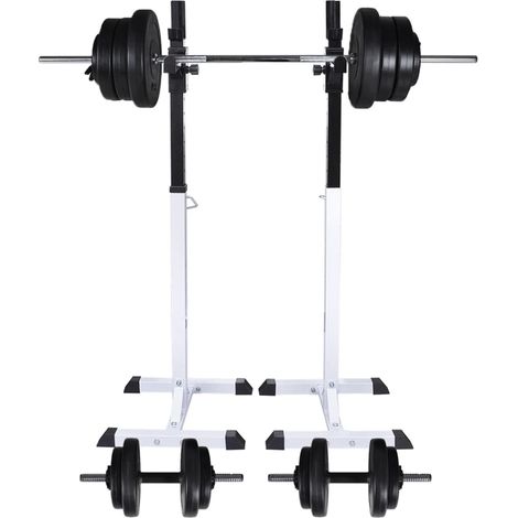 vidaXL Stazione per Squat con Bilanciere e Set di Manubri da 60,5 kg