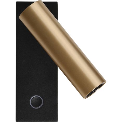Applique Murale Liseuse LED Tactile 3W IRC95 Variable Or et Noir Sablé ZAMBELIS 25282 - 24 deg - Blanc chaud - 3000K