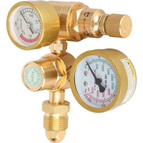 Détendeur de gaz Agron CO2 Manomètre Débitmètre Vanne MIG TIG, Entrée Filet Mâle G5/8, Sortie 1/4, Compteur de Débit (1/5)