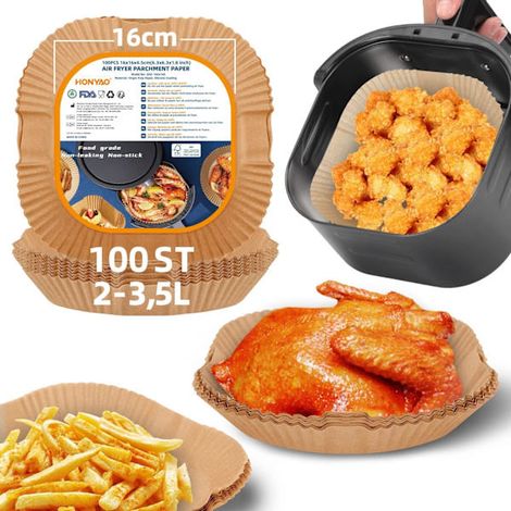 Papier sulfurisé pour friteuse à air chaud Ninja, 100 feuilles carrées de 16 x 16 cm, pour friteuse à air chaud à deux zones. (1/5)