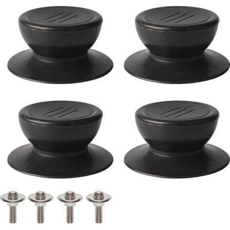 4-teiliger Deckelknopf, universeller Ersatzknopf für Küchendeckel, Glasdeckel, Glasdeckelgriff – Schwarz