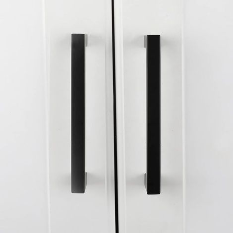 Lot de 1 Poignées de Porte Cuisine Noires Poignées de Meuble Cuisine Noires Poignées Placard Noires avec Finition Mate en Acier Inoxydable Entraxe (1/5)
