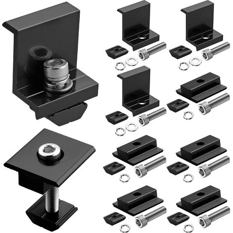 10 PCS Fixation Panneau Solaire Support Panneau Solaire en Aluminium 40 mm, Support Montage Panneau Solaire en Z pour Panneau Photovoltaïque Camping Car Toiture Mural, Avec Ecrous et Boulon