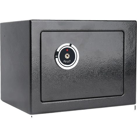 Caja fuerte de seguridad, mecanismo de cierre con llave, diseño robusto, color negro. (1/2)