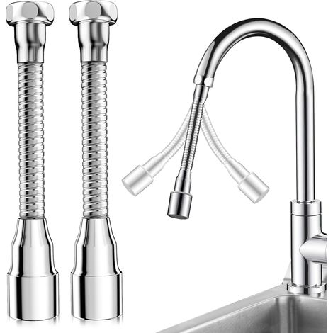 Lot de 2 Rallonge Robinet, Aérateur de Flexible Robinet Pivotant à 360° Multifonctions Douchette Robinet Cuisine 14 cm Rallonge Robinet pour Cuisine, Lavabo, Baignoire (1/5)