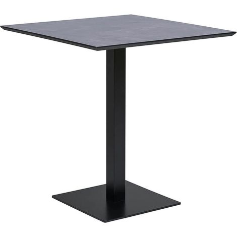 BISTRO - Table Carrée Plateau Mélaminé Noir Pied Central Métal Noir (1/5)