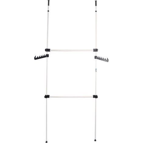 Systeme Penderie Telescopique Garde-robe Téléscopique Barre de Penderie Portant de Vêtement Système à vêtements télescopique Hauteur réglable 281-329cm Largeur réglable 80-139cm (1/5)