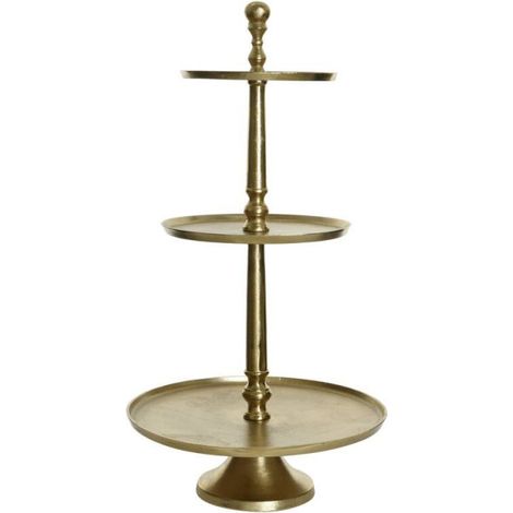 Alzatina portatorte dorada 3 niveles 43 × 81 cm