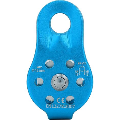 Jeffergarden Poulie pivotante simple robuste en alliage d'aluminium 26 kN pour câble de 12 mm (bleue) (1/5)