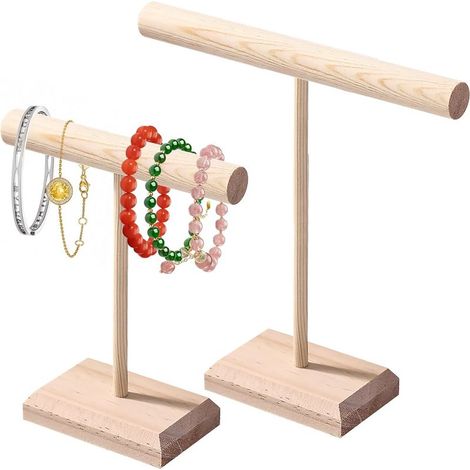 2 Pièces Présentoir à Bijoux en Bois, Presentoir Boucle D'oreille, Porte Bracelet, Porte Bijoux pour Ranger Boucles D'oreilles, Colliers, Bracelets et Bagues (1/4)