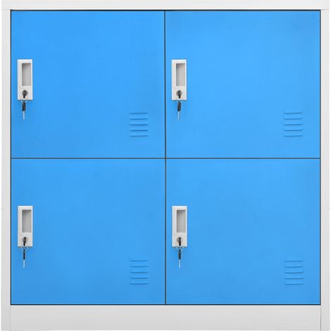 Armoire à casier Vestiaire Rangements Gris clair et bleu 90x45x92,5 cm Acier -91183 (1/5)
