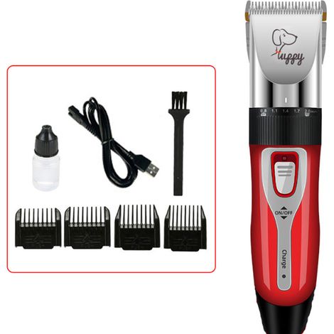Ciseaux pour chiens, tondeuse pour animaux, tondeuse électrique avec accessoires, coloris rouge et argent-AquaForge (1/5)