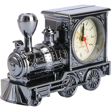 Réveil Locomotive Rétro Fonction Réveil sans Pile en Plastique Abs Argenté Design Vintage et Créatif Couleur Aléatoire Décoration de Bureau pour Chambres et Bureaux (1/5)
