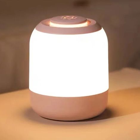 Veilleuse pour chambre à coucher, lampe de table tactile portable, 3 couleurs, température, mémoire et intensité variable 2800 K-4500 K, rose (1/5)