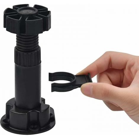 24 Pieces (80mm-100mm) Plastic Cabinet Legs, Furniture Legs, Adjustable Furniture Legs, Black Plastic Furniture Legs with Clip Base Fixing for Kitchen Furniture, Cabinet and Sofa (1/5)