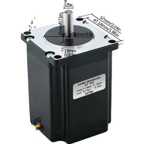 Motor paso a paso, corriente de 3 A, ángulo de paso de 1,8 grados, 57HS82, 2,2 Nm, 8 mm-a (1/2)