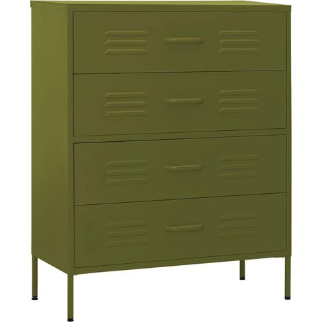 Maison Exclusive - Commode Vert olive 80x35x101,5 cm Acier (1/5)