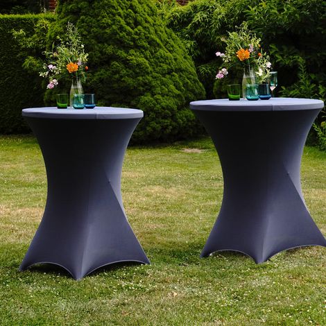 2er Set Stehtischhusse Stretch anthrazit Partytisch Bistrotisch 80cm (1/5)