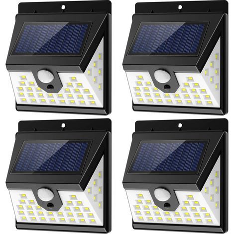 4er-Pack Solarbetriebene Bewegungssensor-Lichter für den Außenbereich, 40 LED-Außenlichter mit 270°-Winkel, kabellos, IP65, wasserdicht, mit 3 Modi für Zaun, Tür, Haus, Garten (1/5)